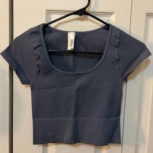 Nikibiki Women's Dark Blue Ribbed Crop Top